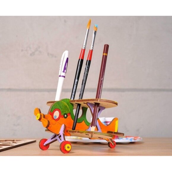 3D Wooden Puzzle Biplane By Ugears For Kids Aged 5+  Build & Paint DIY Education - Picture 3 of 5